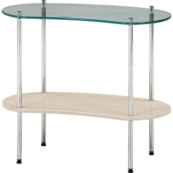 Chamill ガラスサイドテーブル 木目