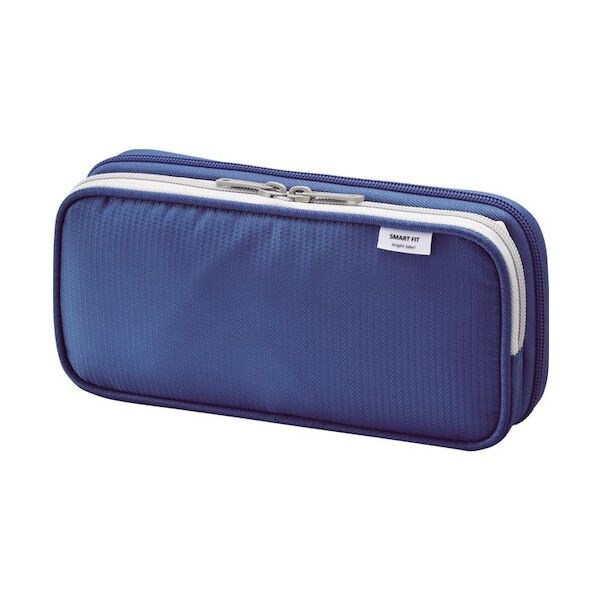 SMART FIT bright label ダブルペンケース(L) ブルー 220×45×105mm A7661-8 1点