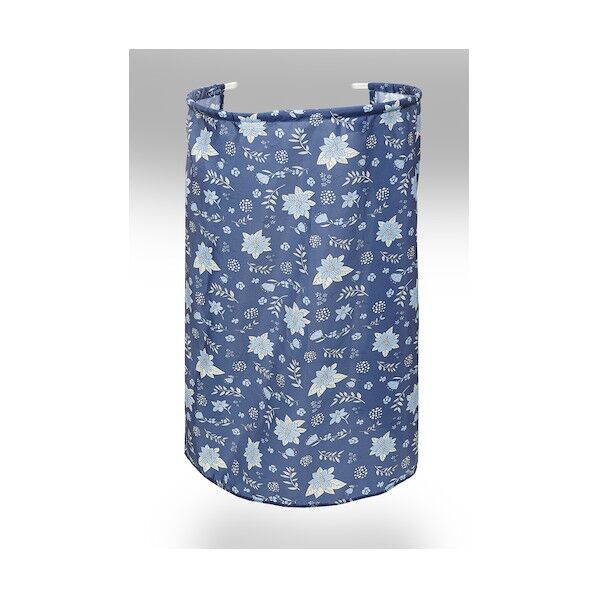 らくらくワンタッチエプロン 小花 ネイビーブルー AA-30 1点