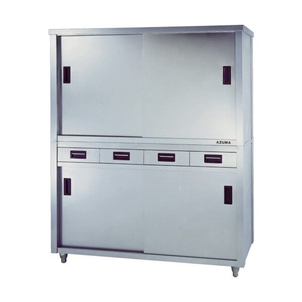 上下二段式ステンレス保管庫 片面引出付