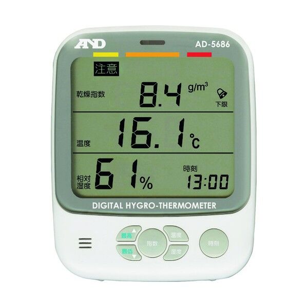 ※法人専用品※A&D 環境温湿度計 AD5686 一般 ISO 校正付 検査成績書+トレサビリティ体系図 AD5686-00A00 1点
