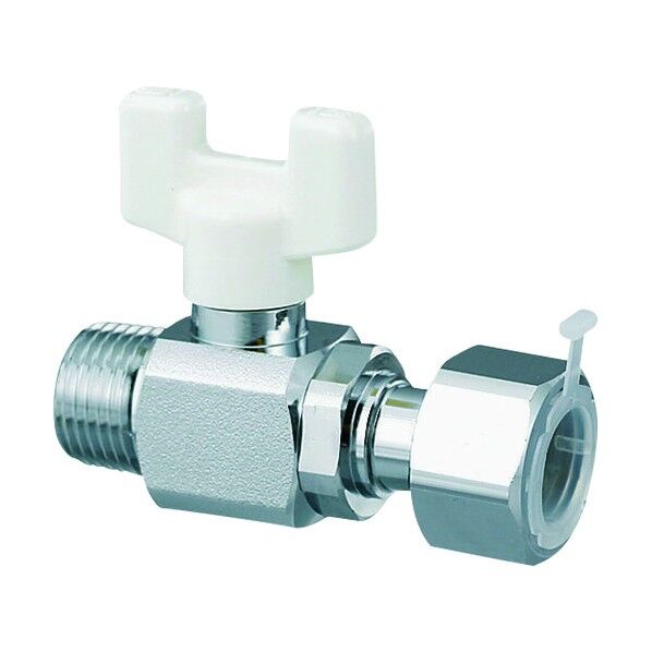 ボールバルブ AE6型 (黄銅) Rねじ×ナット付アダプター メッキ付