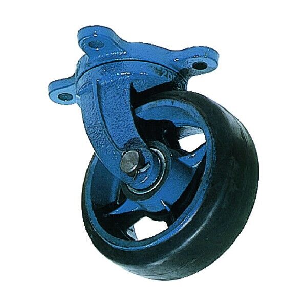 プレート式鋳物キャスター(ゴム車) 自在