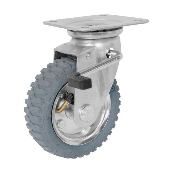 シシク 空気入車輪付キャスター 自在ストッパー付 153mm