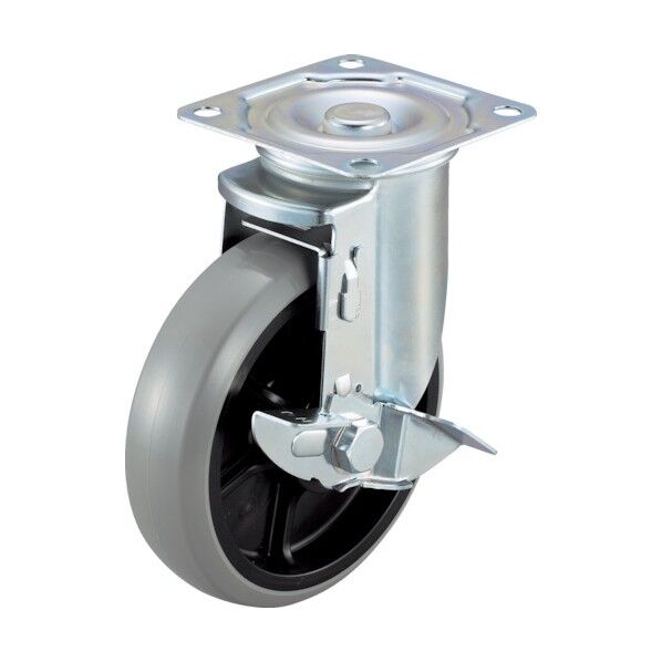 プレート式エアーキャスター (ナイロンホイールウレタン車) 自在ストッパー付