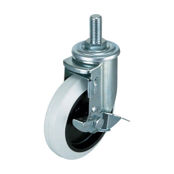 ねじ込み式エアーキャスター (ナイロンホイールゴム車) 自在ストッパー付