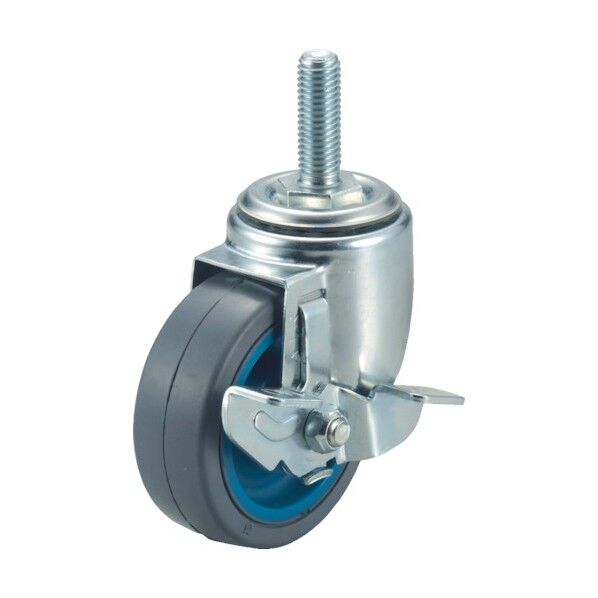 ねじ込み式エアーキャスター (ナイロンホイールゴム車) 自在ストッパー付