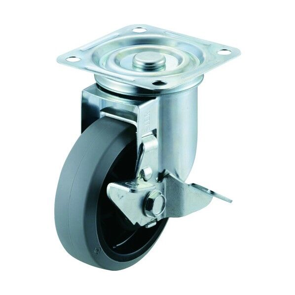 プレート式エアーキャスター (ナイロンホイールウレタン車) 自在ストッパー付