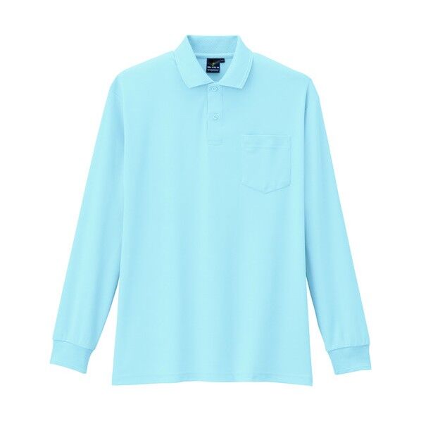 制電･防透･消臭長袖ポロシャツ 7サックス SS AS-258-7-SS 1点