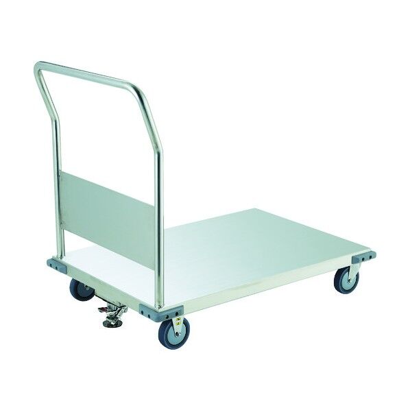 オールステンレス台車(固定ハンドル・コーナーC付・導電ウレタン車輪) ストッパー付