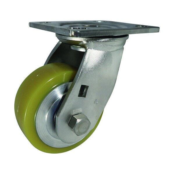 プレート式重荷重用ステンレスキャスター(ウレタン車) 自在