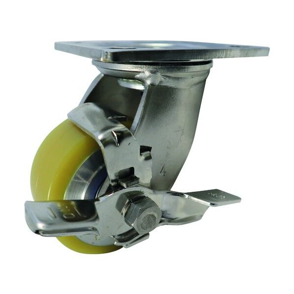 重荷重用ステンレス製ストッパー付自在車ウレタン車付 自在ストッパー付