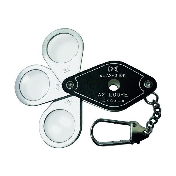 繰出しメタルルーペ 3枚出 3x、4x、5x AX-345K 1点