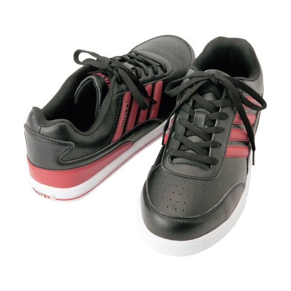 TULTEX セーフティシューズ（4本ライン）（男女兼用） 010ブラック×レッド 24.0 51627 1