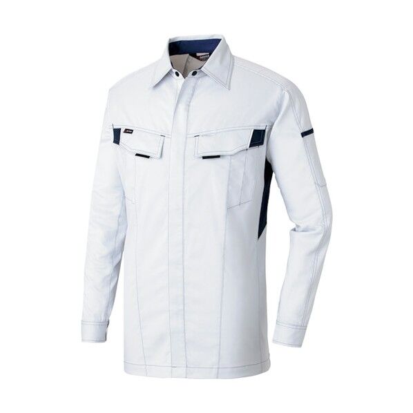 長袖シャツ(男女兼用) 003シルバーグレー×ネイビー S 6835 1枚