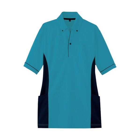 サイドポケット半袖ポロシャツ（男女兼用） 027ターコイズ 4L 7679 1点
