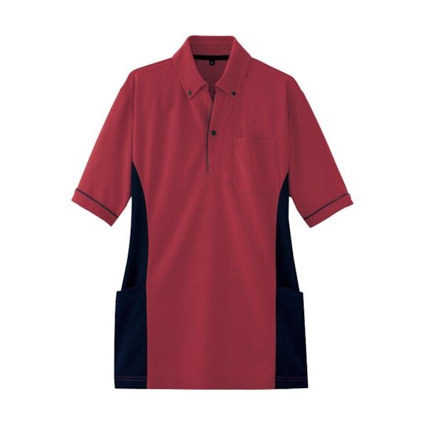 サイドポケット半袖ポロシャツ（男女兼用） 039ワイン S 7679 1点