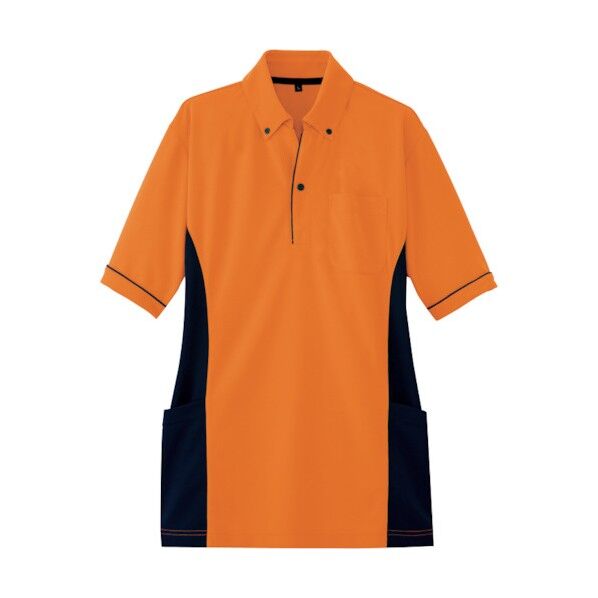 サイドポケット半袖ポロシャツ(男女兼用) 063オレンジ L 7679 1点