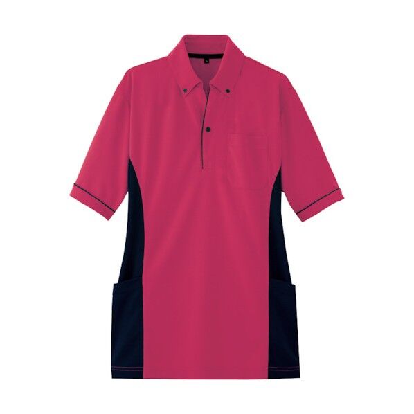 サイドポケット半袖ポロシャツ（男女兼用） 139ローズ L 7679 1点