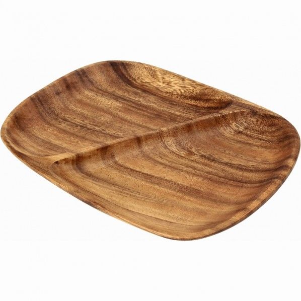 アカシアレクタングルトレー 2仕切り付 ブラウン #REF! 30149 K0120 1個