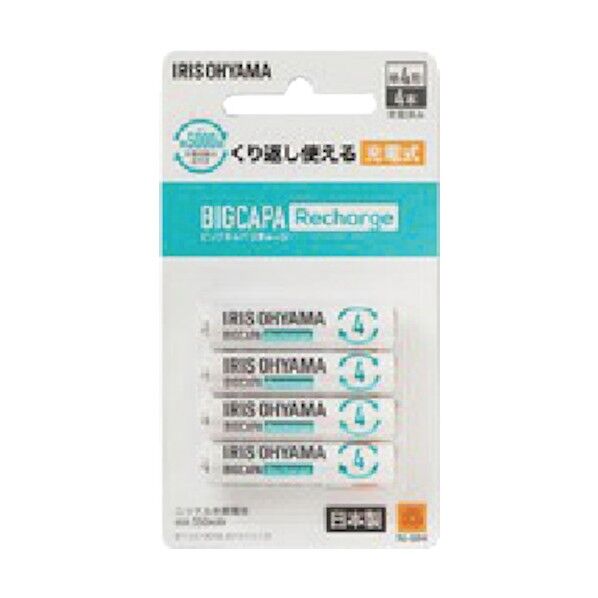 アイリスオーヤマ ビックキャパ リチャージ 単4形ニッケル水素電池 4本パック - BCR-R4MH/4B 4本