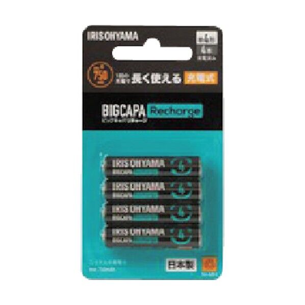アイリスオーヤマ ビックキャパ リチャージ 単4形ニッケル水素電池 4本パック - BCR-S4MH/4B 4本