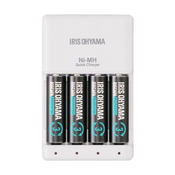 アイリスオーヤマ ビックキャパ リチャージ 急速充電器セット 単3形4個付 - BCR-SQC3MH/4S 1点