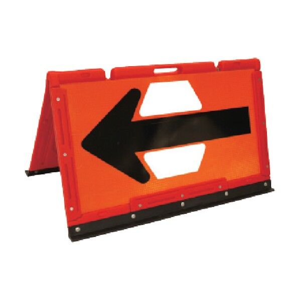 矢印板 ブロー製折りたたみ矢印板赤 550*900 オレンジ/黒矢印 BOA2-02 1点