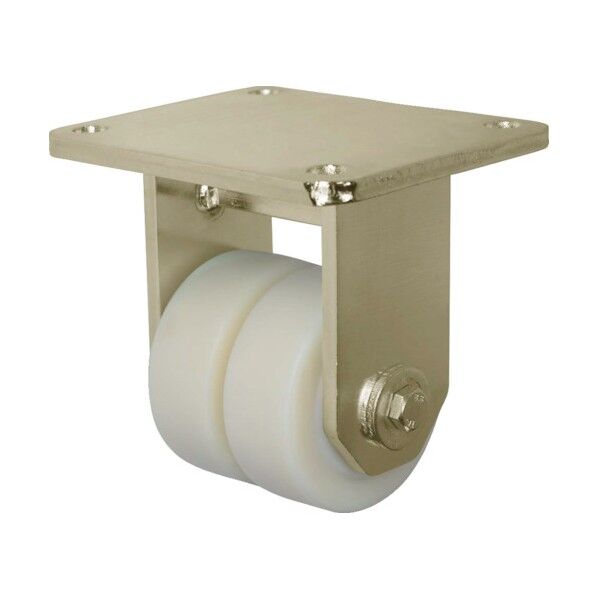 プレート式重荷重用双輪キャスター(キャストナイロン車) 固定