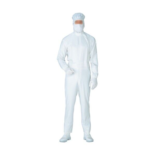 安全 クリーンウェア 超静電クリーンスーツ C1011W ホワイト 4L C1011W-4L 1点