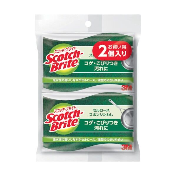 スコッチ・ブライトセルローススポンジタワシ 黄/緑 C-31S 2PM 2個
