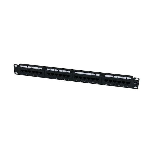 パッチパネル/24ポートモジュラー型/1U110タイプ/Cat5e(カテゴリ5e)、Cat6(カテゴリ6)対応 黒 長さ34mm×幅483mm×高さ44mm C6PANEL24 1本