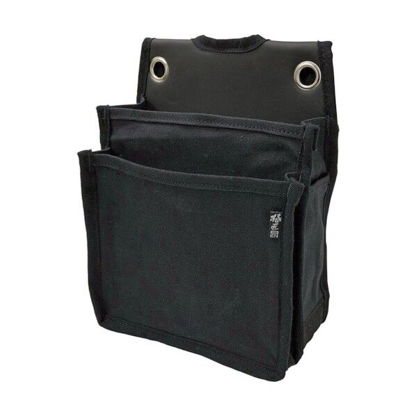 極匠 帆布製小型腰袋(2段) ベルト生地補強仕様 ブラック CB-203BL 1点