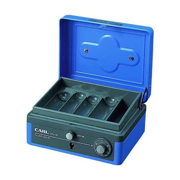 手提げ金庫 キャッシュボックス B7サイズ ブルー CB-8100-B 1