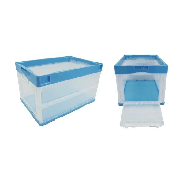 CB型折りたたみコンテナー(短側片側面開閉タイプ)593098 カタトビラ ブルー/透明 530 x 366 x 325 mm CB51NR-T-B/C 1点