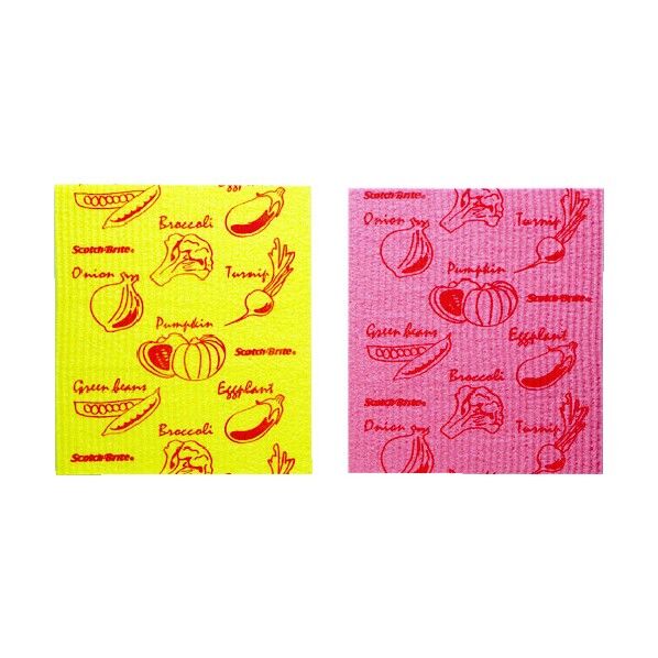 スコッチ・ブライトセルロースクロス デザインシリーズ イエロー・ピンク CCL-D1 2枚