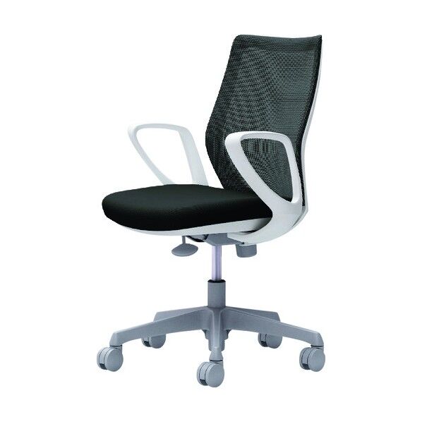 CG-M 固定肘 背メッシュ ハンガー無 ホワイトボディ ナイロンキャスター ブラック CG21WR FZK1 1点