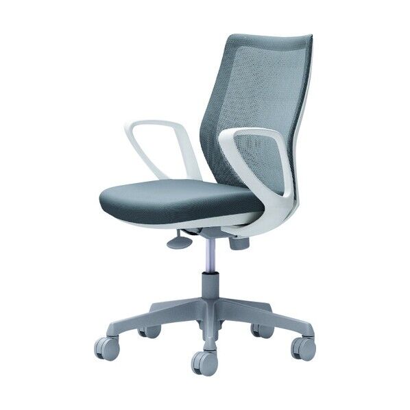 CG-M 固定肘 背メッシュ ハンガー無 ホワイトボディ ナイロンキャスター グレー CG21WR FZK2 1点