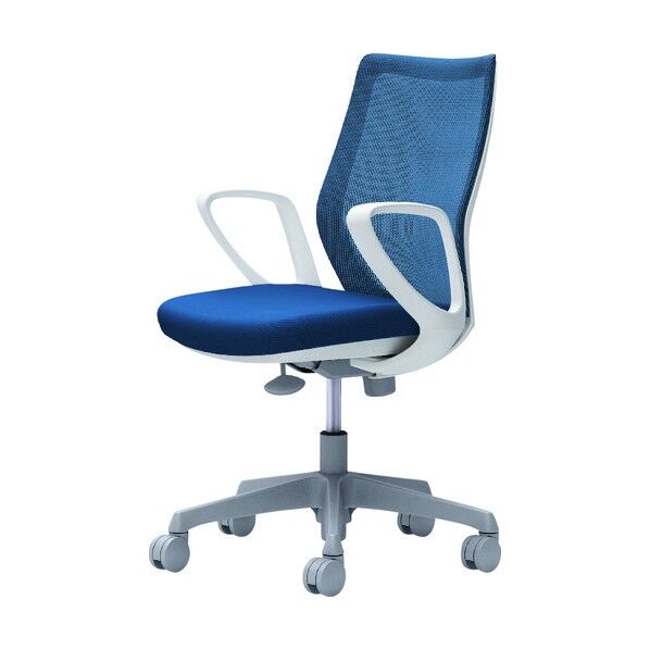 CG-M 固定肘 背メッシュ ハンガー無 ホワイトボディ ナイロンキャスター ミディアムブルー CG21WR FZK3 1点