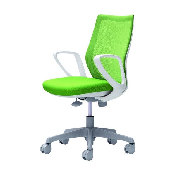 CG-M 固定肘 背メッシュ ハンガー無 ホワイトボディ ナイロンキャスター ライムグリーン CG21WR FZK5 1点