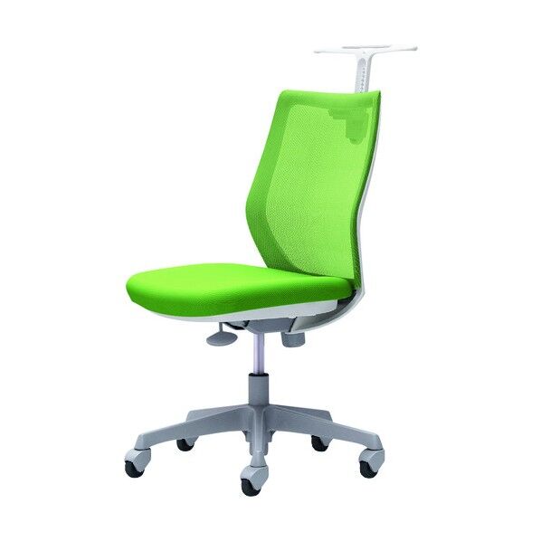 CG-M 肘無 背メッシュ ハンガー有 ホワイトボディ ゴムキャスター ライムグリーン CG12XR FZK5 1点