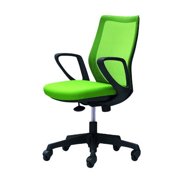 CG-M 固定肘 背メッシュ ハンガー無 ブラックボディ ゴムキャスター ライムグリーン CG21JR FZK5 1点