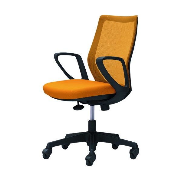 CG-M 固定肘 背メッシュ ハンガー無 ブラックボディ ゴムキャスター オレンジ CG21JR FZK8 1点