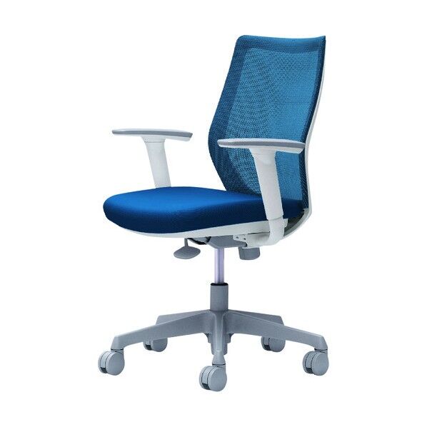 CG-M 可動肘 背メッシュ ハンガー無 ホワイトボディ ナイロンキャスター ミディアムブルー CG91WR FZK3 1点