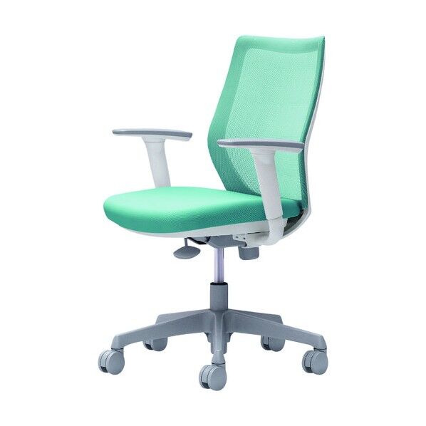 CG-M 可動肘 背メッシュ ハンガー無 ホワイトボディ ナイロンキャスター セージ CG91WR FZK6 1点