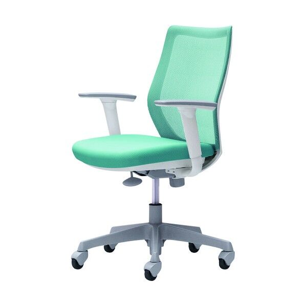 CG-M 可動肘 背メッシュ ハンガー無 ホワイトボディ ゴムキャスター セージ CG91XR FZK6 1点