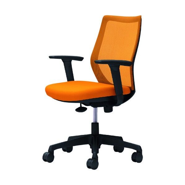 CG-M 可動肘 背メッシュ ハンガー無 ブラックボディ ナイロンキャスター オレンジ CG91ZR FZK8 1点