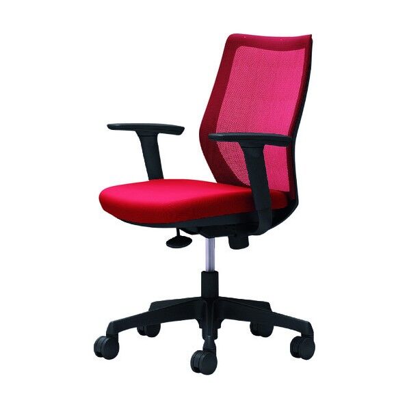 CG-M 可動肘 背メッシュ ハンガー無 ブラックボディ ナイロンキャスター レッド CG91ZR FZK9 1点