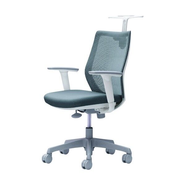 CG-M 可動肘 背メッシュ ハンガー有 ホワイトボディ ナイロンキャスター グレー CG92WR FZK2 1点