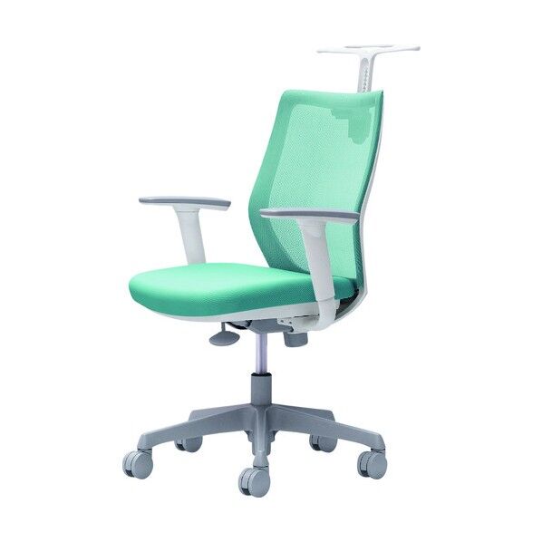 CG-M 可動肘 背メッシュ ハンガー有 ホワイトボディ ナイロンキャスター セージ CG92WR FZK6 1点